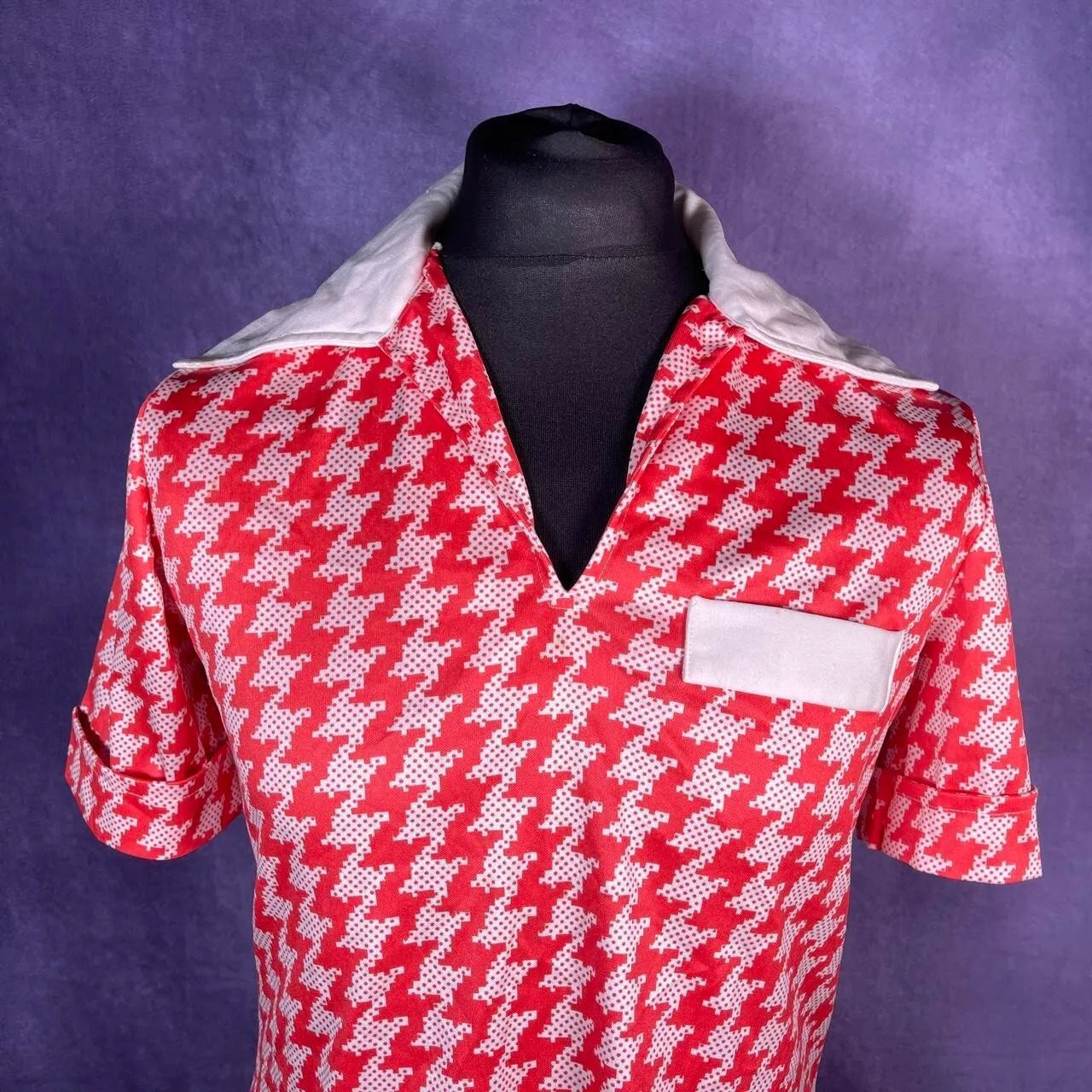 Vintage 1970s F Modell Unisex Northern Soul Ladies Men Red White Dogtooth Shorts