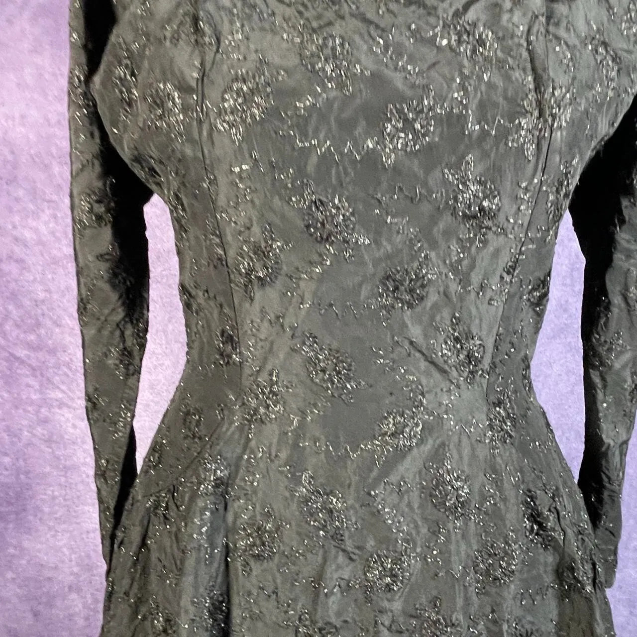 Vintage Black "Junior Vogue" Abstract Stitched Vintage 70's Dress Ladies
