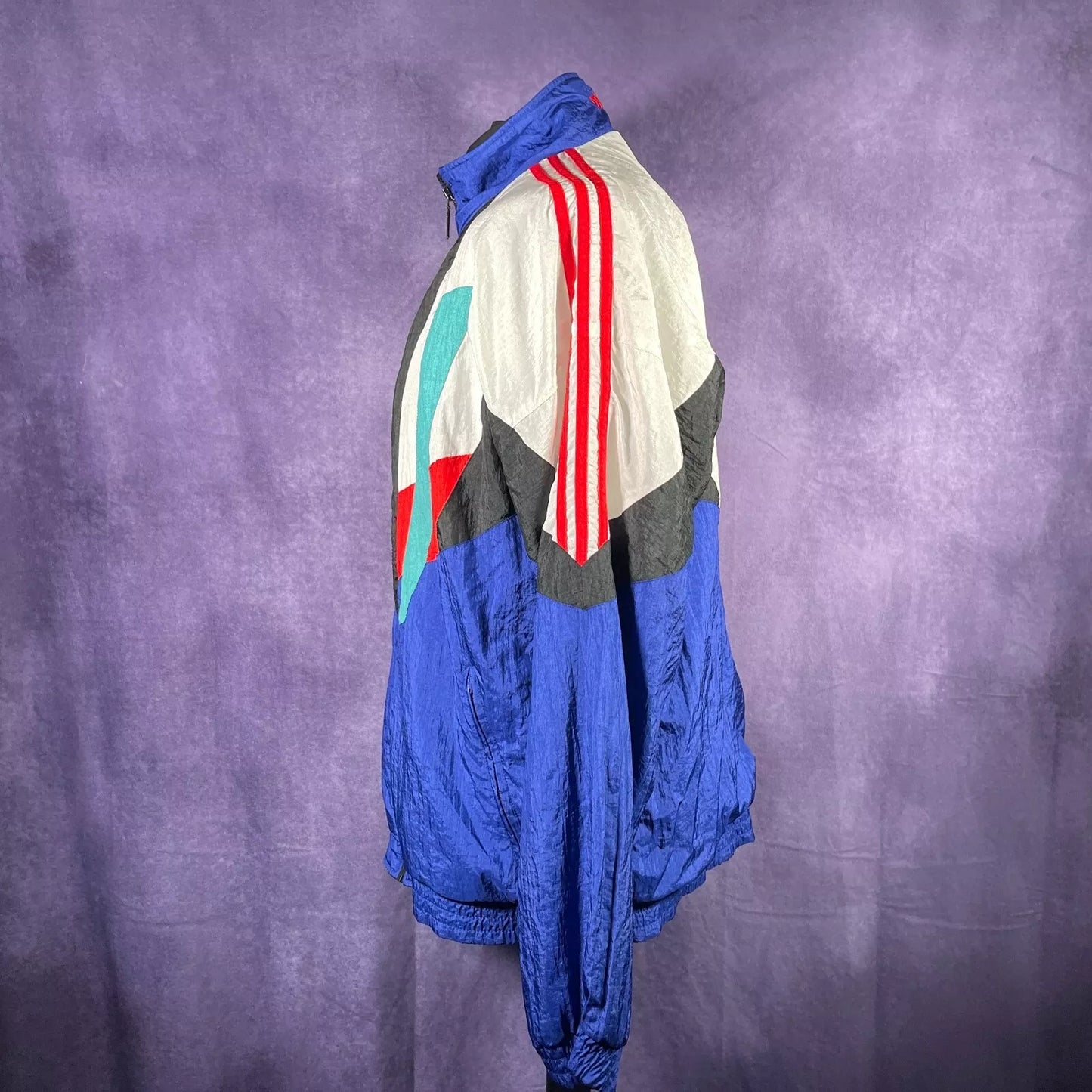 Vintage Adidas Shellsuit Tracksuit Jacket 1990s Top Blue White Red