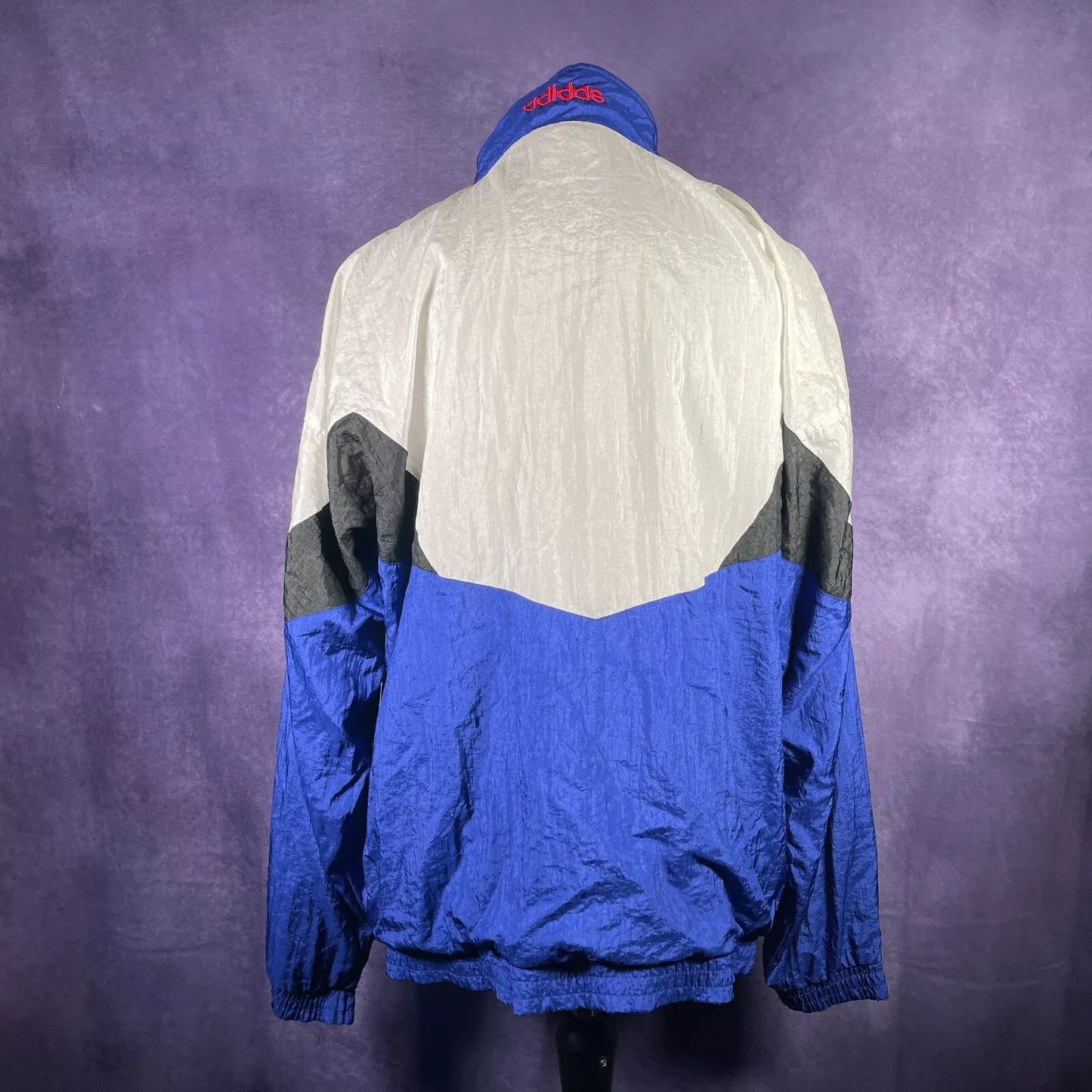 Vintage Adidas Shellsuit Tracksuit Jacket 1990s Top Blue White Red