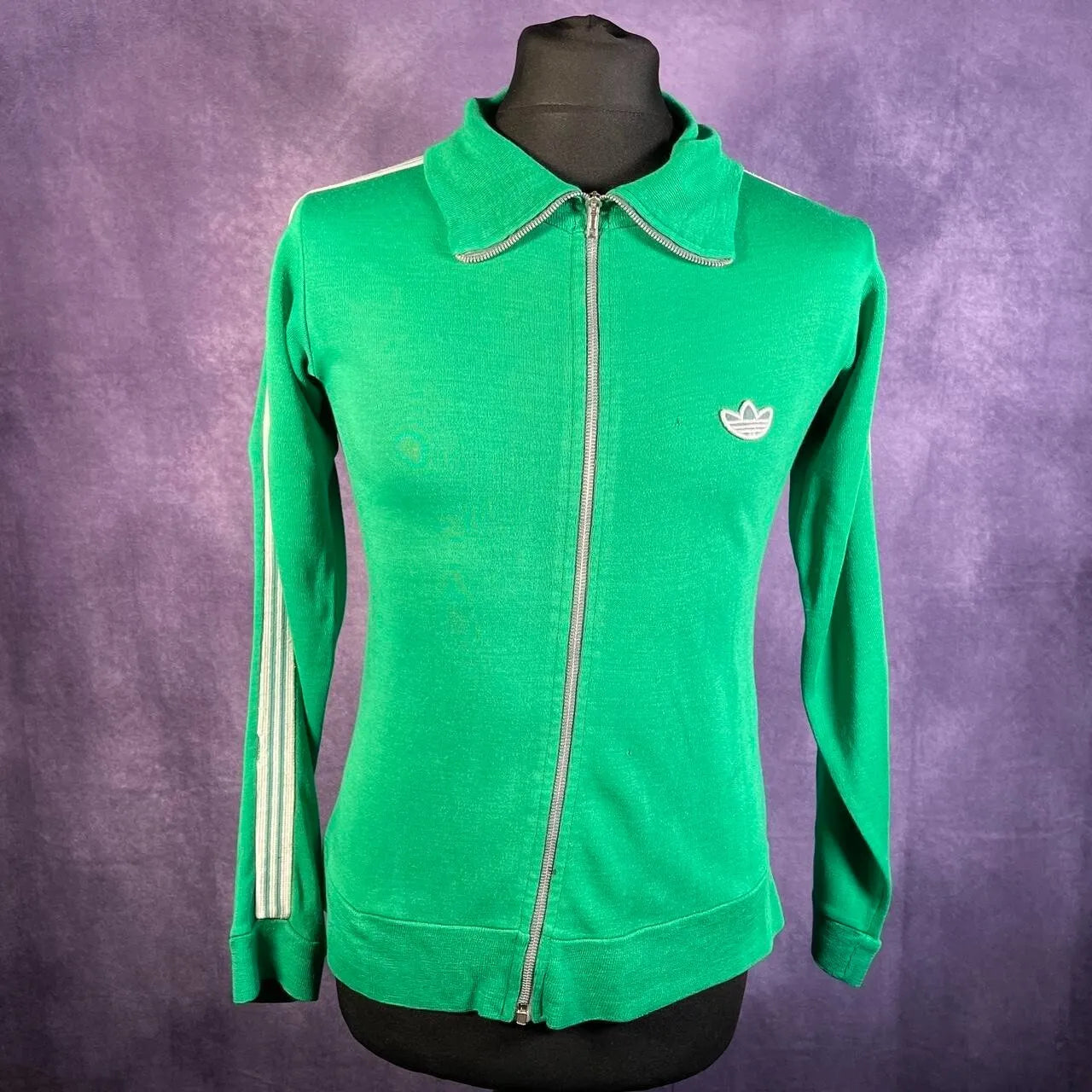 Vintage Adidas Green Montreal Track top 1970's Medium Jacket