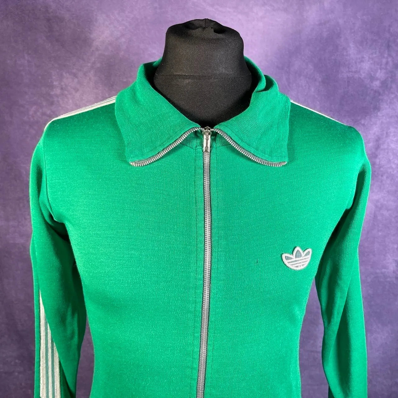 Vintage Adidas Green Montreal Track top 1970's Medium Jacket