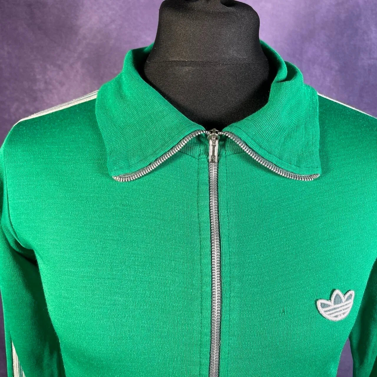 Vintage Adidas Green Montreal Track top 1970's Medium Jacket