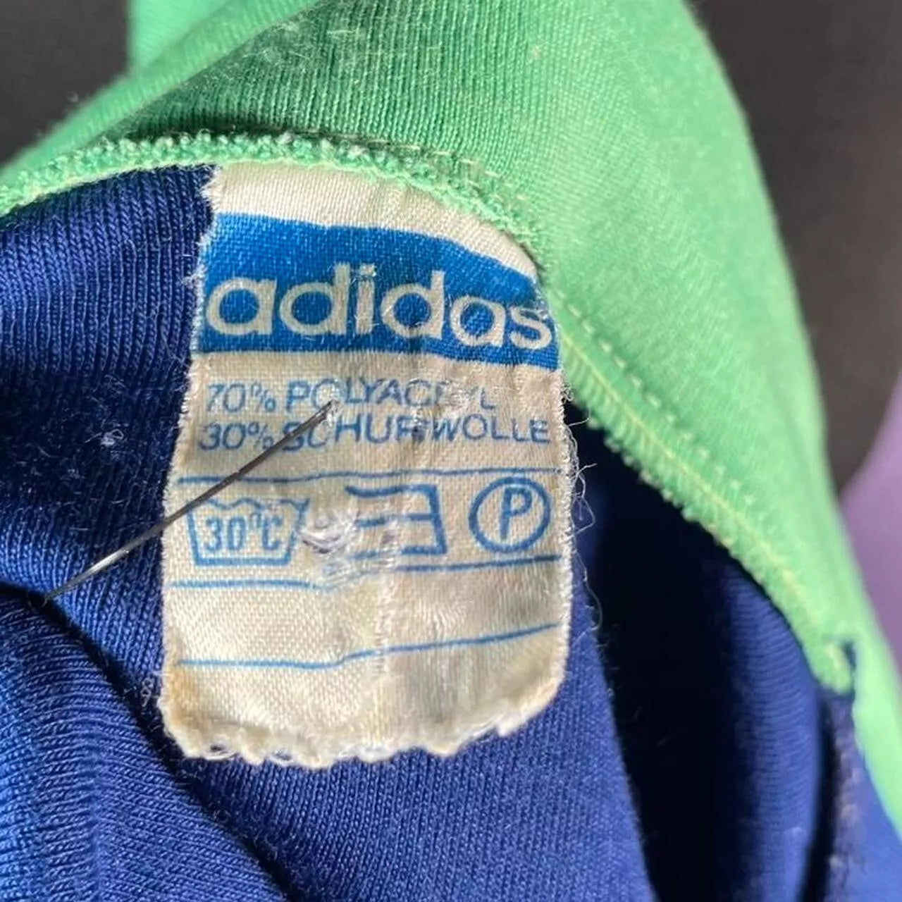 Vintage Adidas 60s/70s Tracksuit Top Jacket Blue Green RARE!