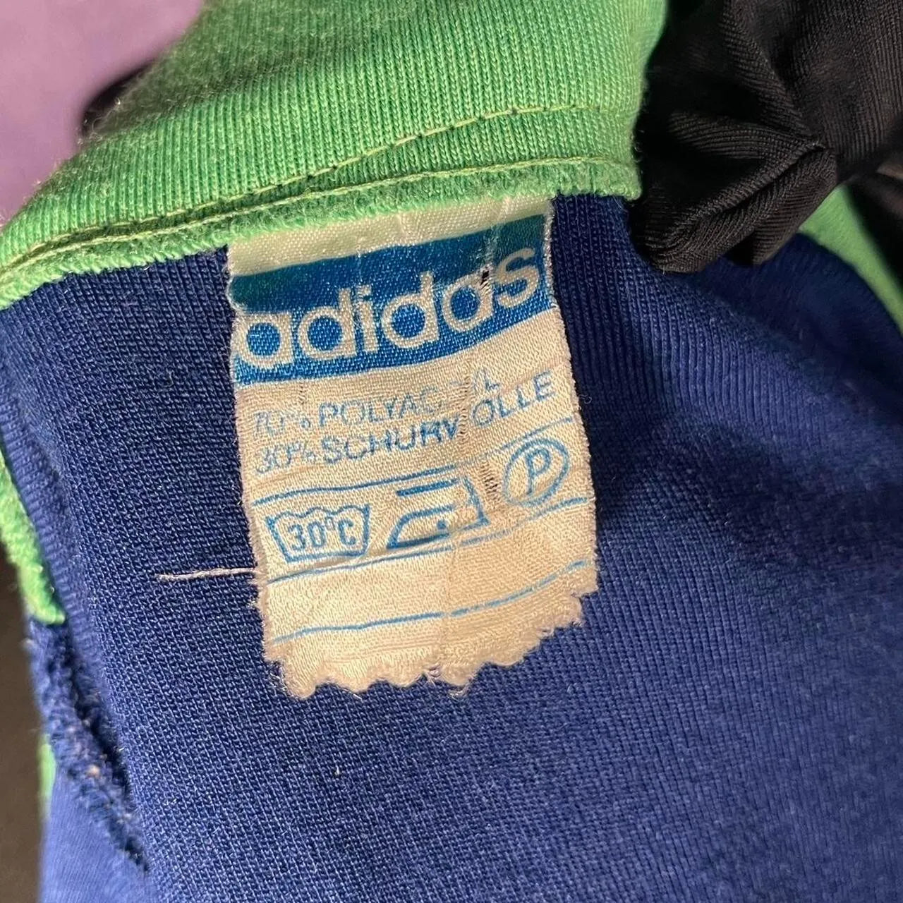 Vintage Adidas 60/70s Blue Green Dagger Collar Tracksuit Mens XS
