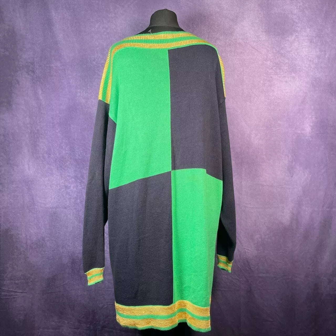 Vintage 1980s Vianni Designer Green Black Gold Navy Star Size 16