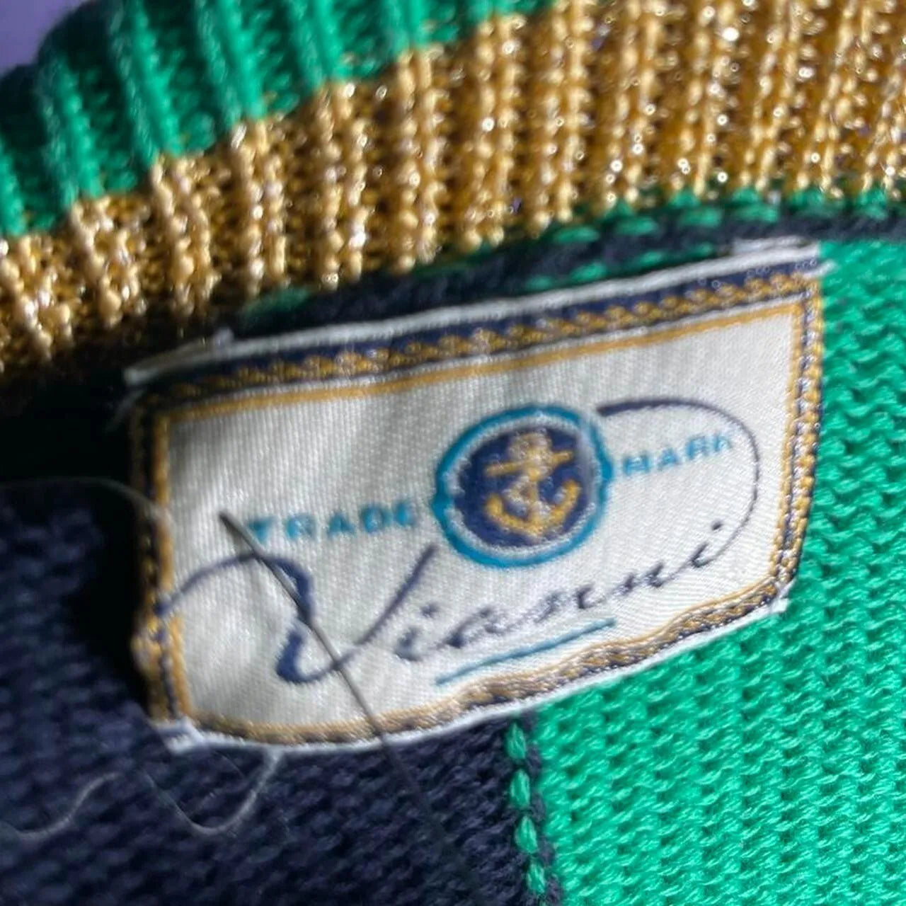 Vintage 1980s Vianni Designer Green Black Gold Navy Star Size 16