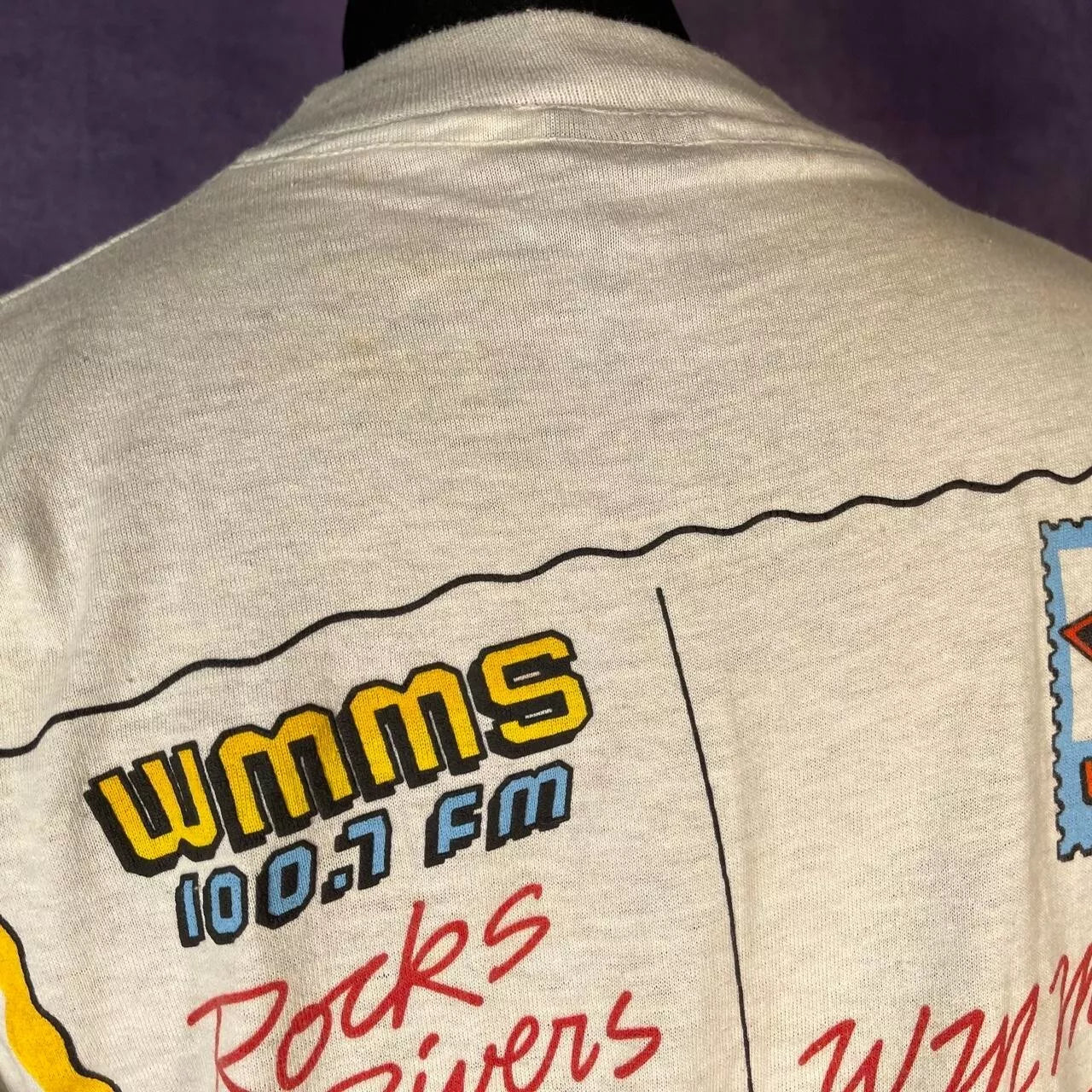 Vintage 1986 WMMS SS Cleveland David Helton Single Stitch White Ladies T-Shirt S