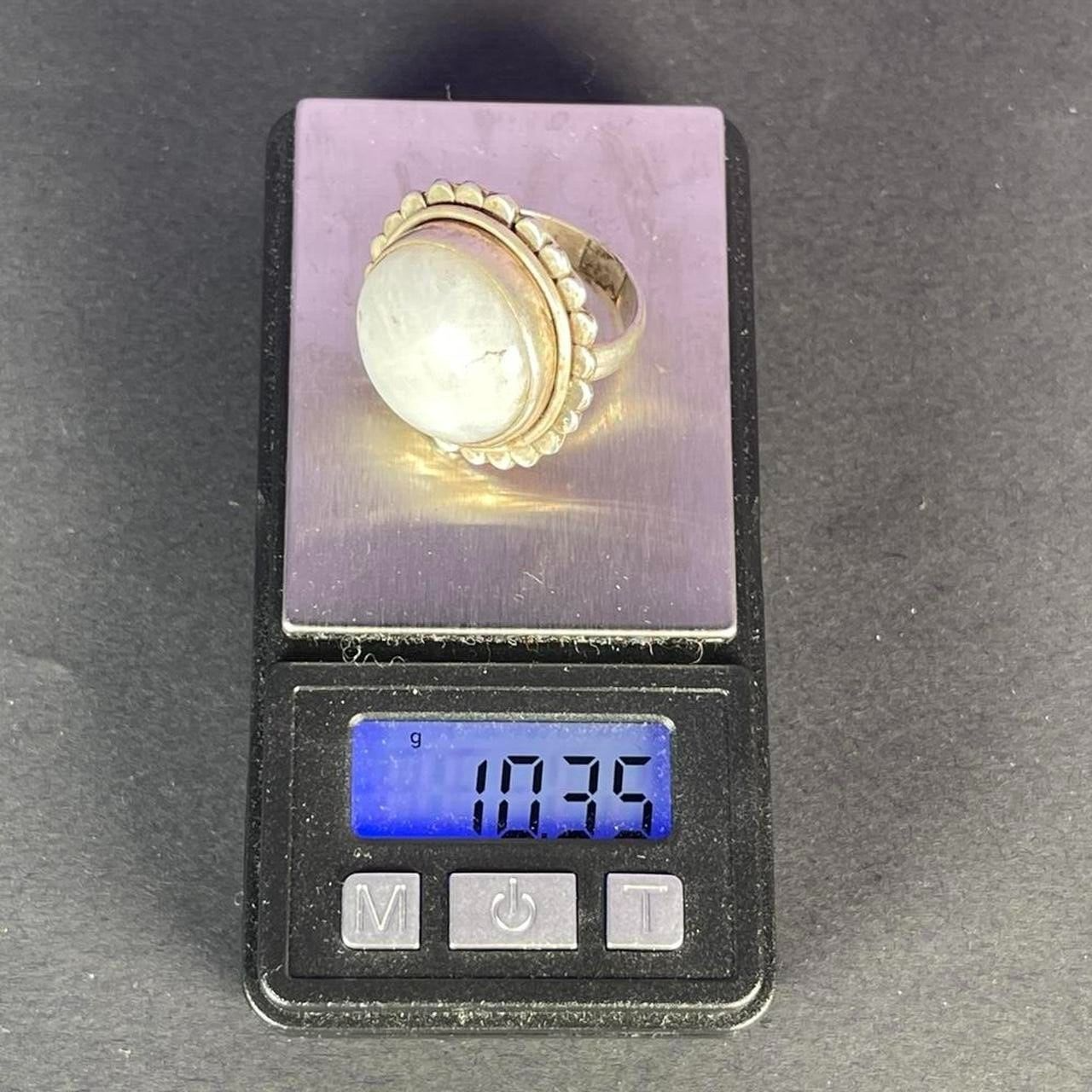 Vintage Large Circle Flower Moonstone Sterling Silver Ring 925 Size N 1/2 - 7