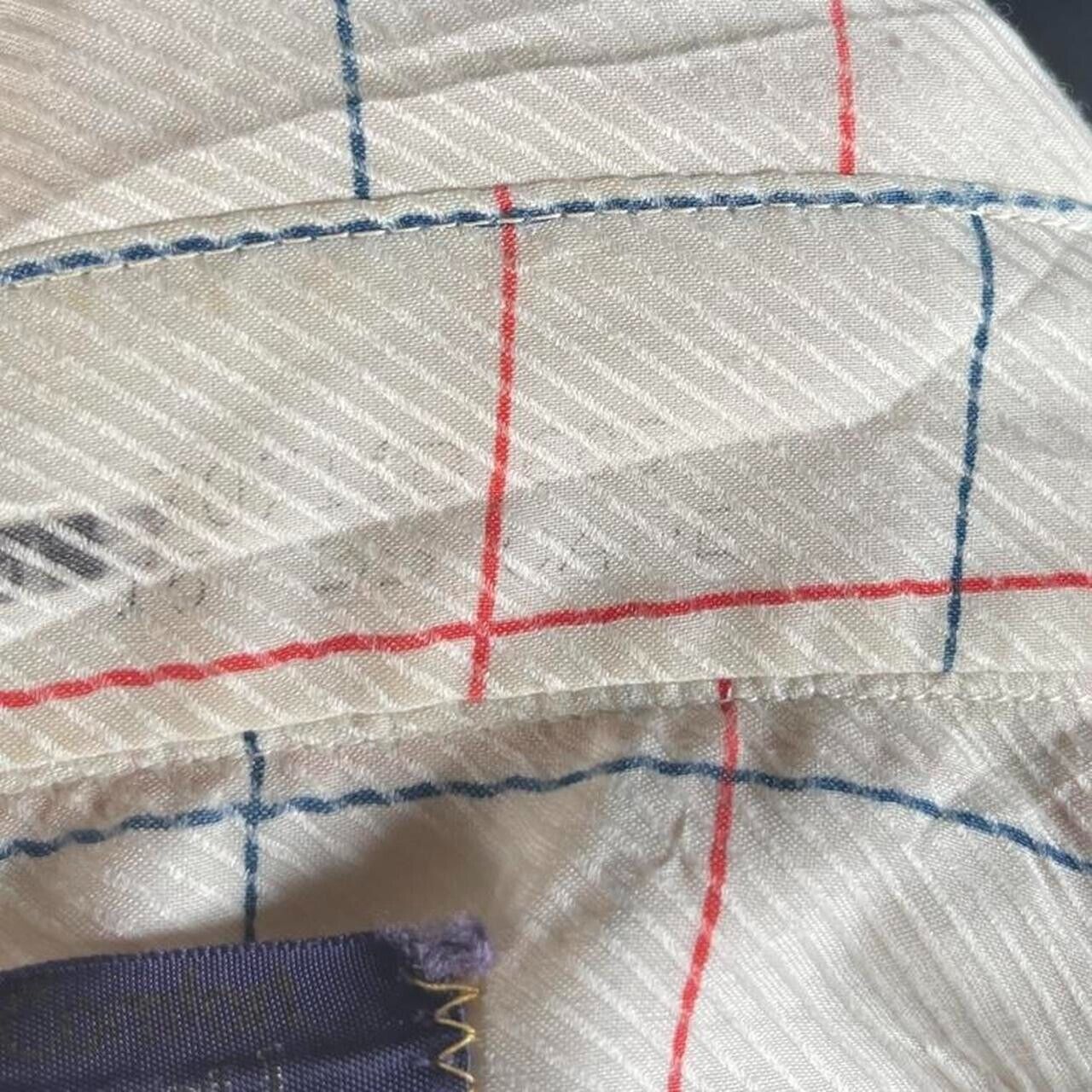 White Red & Blue grid Vintage Dagger Collar 1970s XL