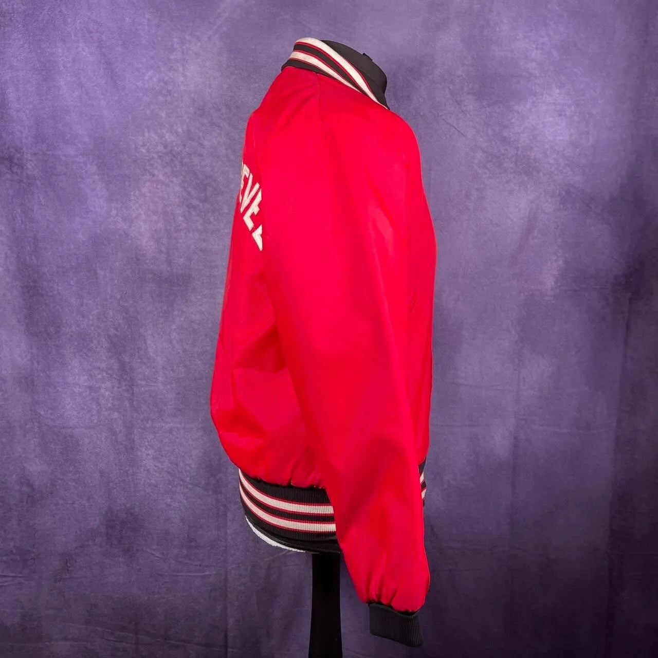 Vintage 80s Red White Black Varsity Jacket Kent Roosevelt Small