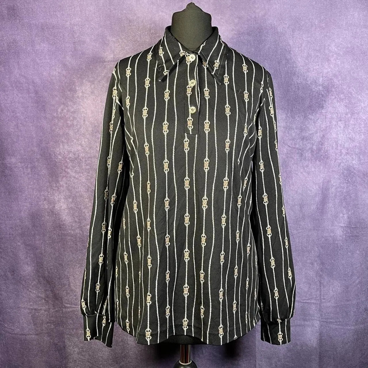 Dagger Collar Blouse 1970's Rope Pattern Blouse "Mr. Creazioni"