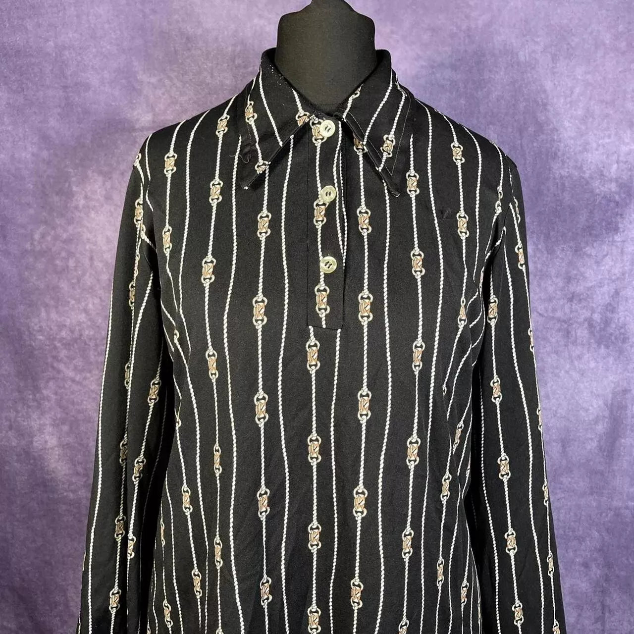 Dagger Collar Blouse 1970's Rope Pattern Blouse "Mr. Creazioni"