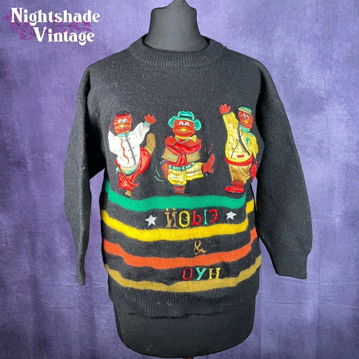 Vintage Black Joye + Fun Bears Children's Jumper/Sweater