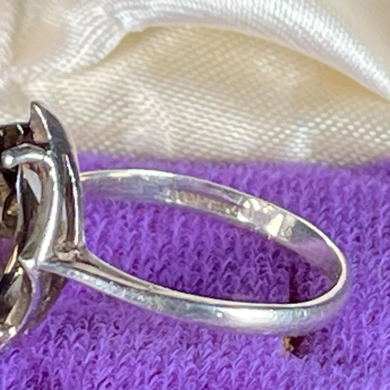 Brown Quartz Diamond Shaped Vintage 925 Silver Ring Size T - 21