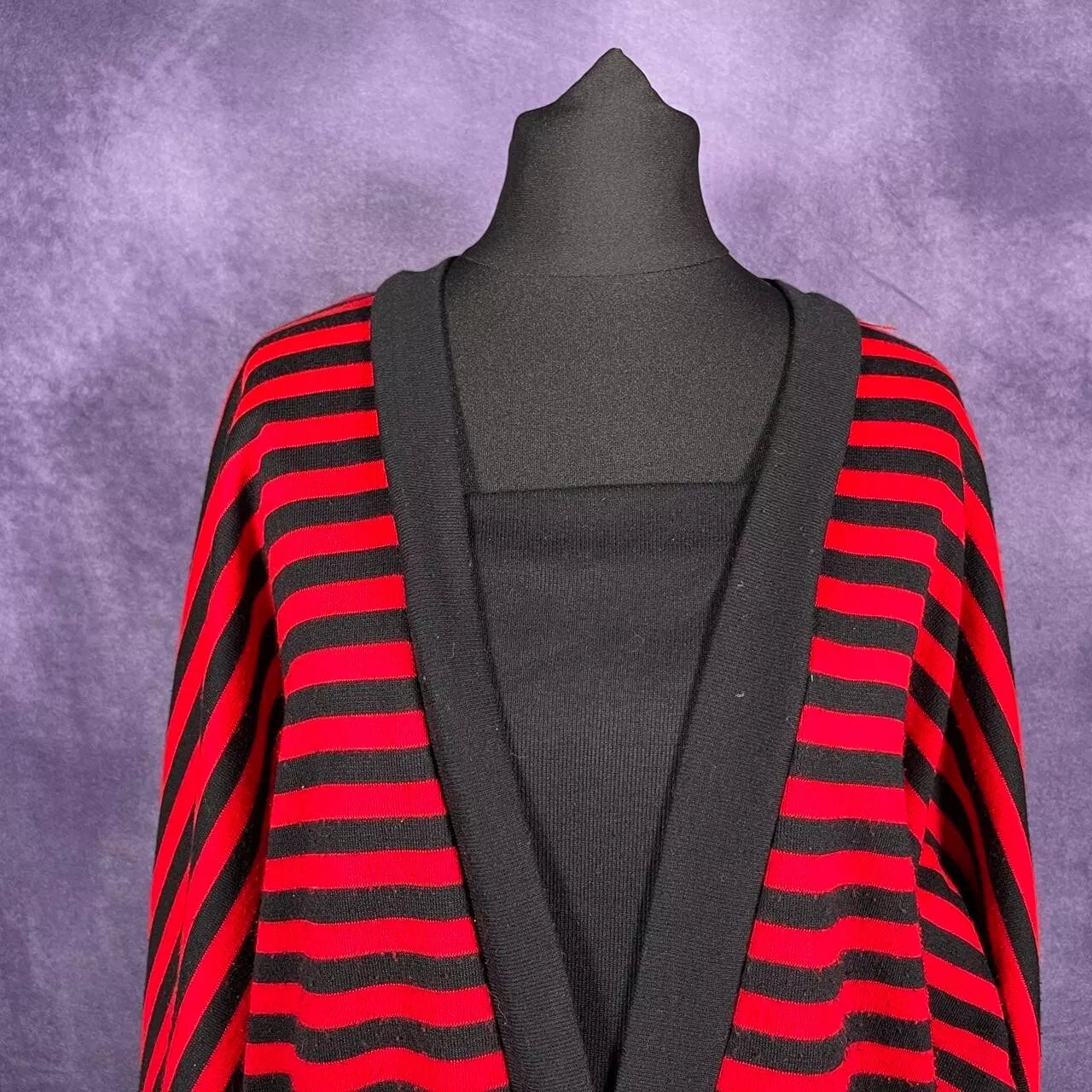 Vintage 80's Paquette Too 80s Red Black Stripe Sweater Dress Goth Emo Punk