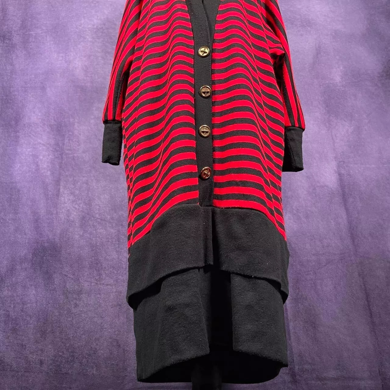 Vintage 80's Paquette Too 80s Red Black Stripe Sweater Dress Goth Emo Punk