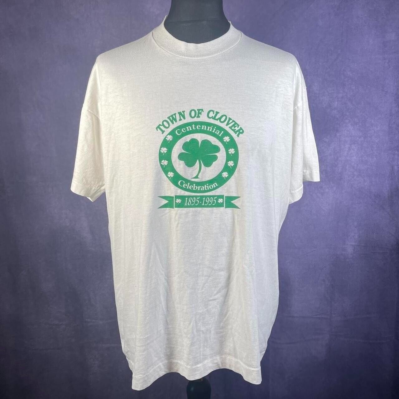 Vintage Single Stitch White Town of Clover Centennial T-Shirt