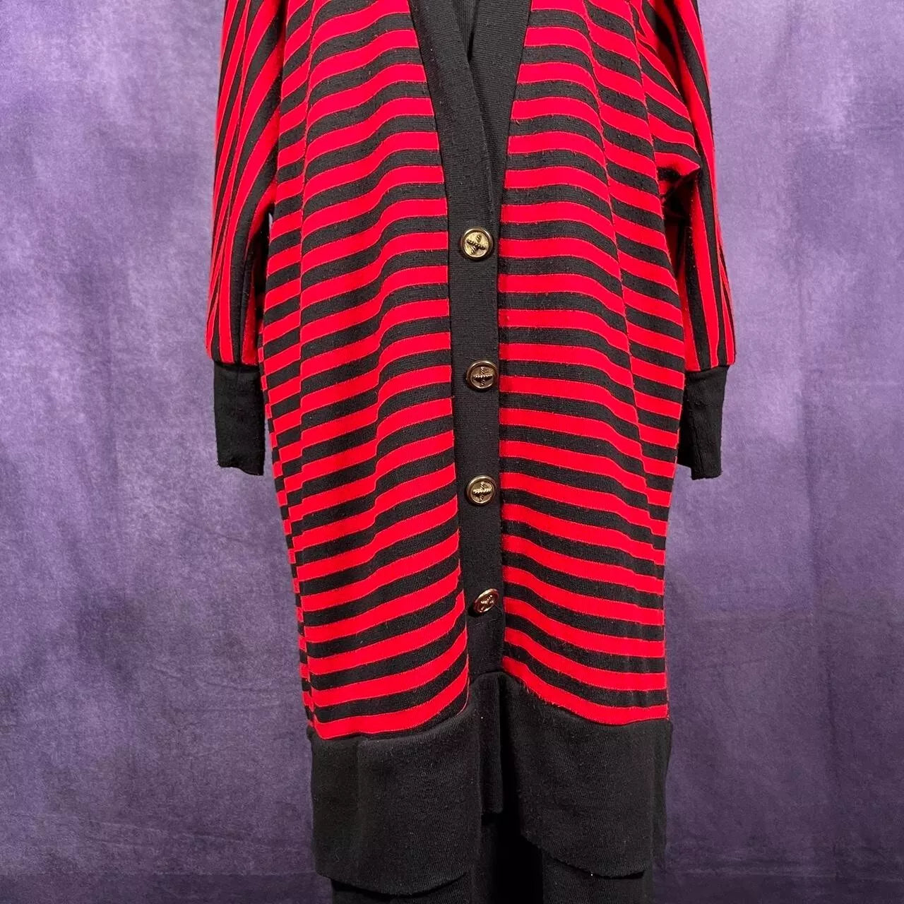 Vintage 80's Paquette Too 80s Red Black Stripe Sweater Dress Goth Emo Punk