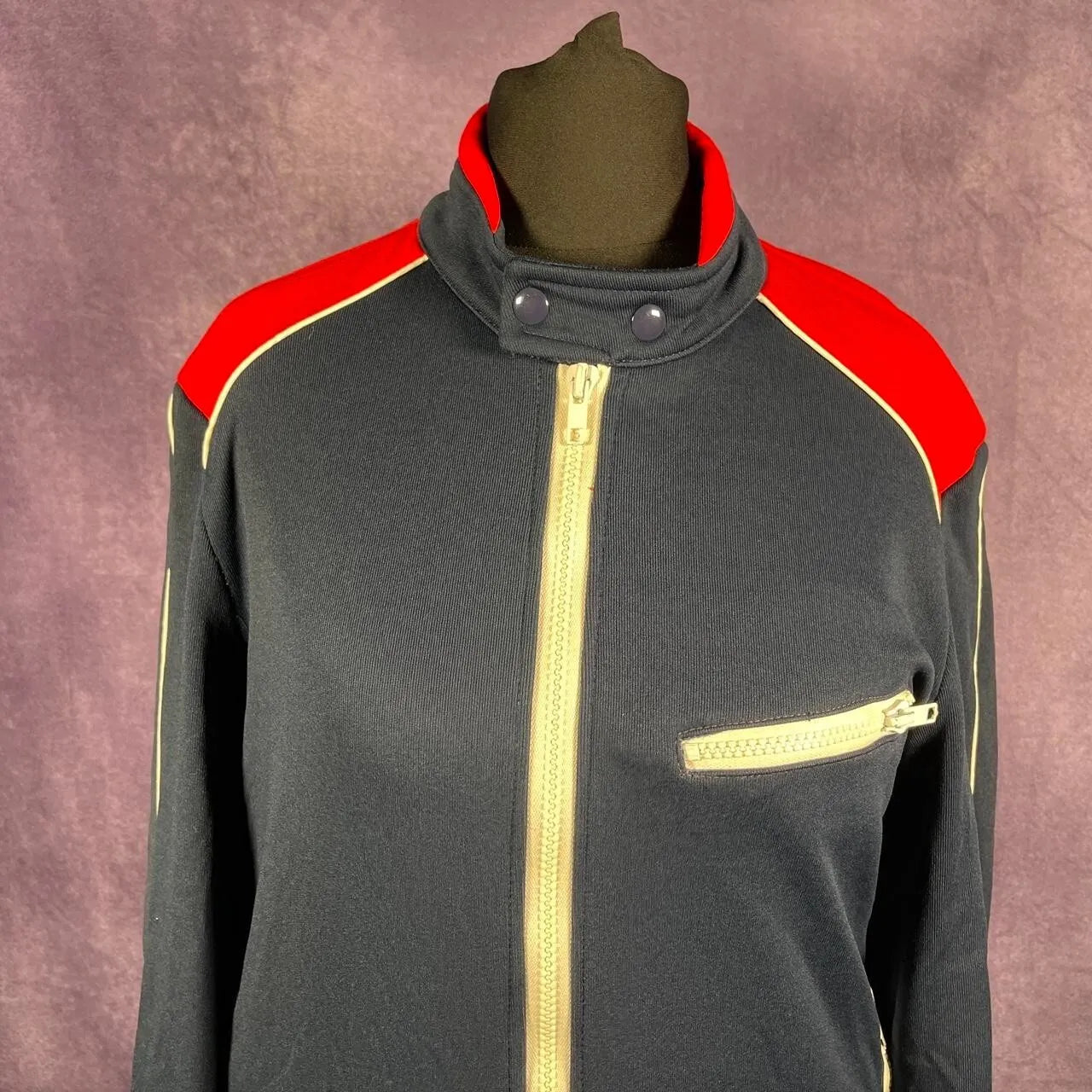 Vintage 1970s Cafe Racer Ski Jacket Bowie Rock n Roll Red White Blue
