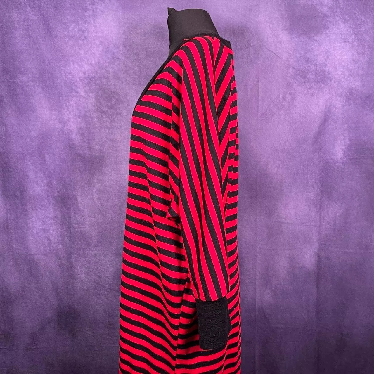 Vintage 80's Paquette Too 80s Red Black Stripe Sweater Dress Goth Emo Punk