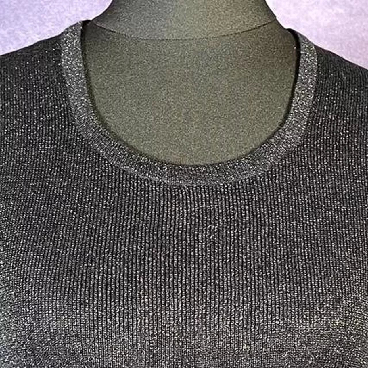 Black Glitter Tank Top Vest 1970's R.P. Knitwear Medium Skinhead Glam