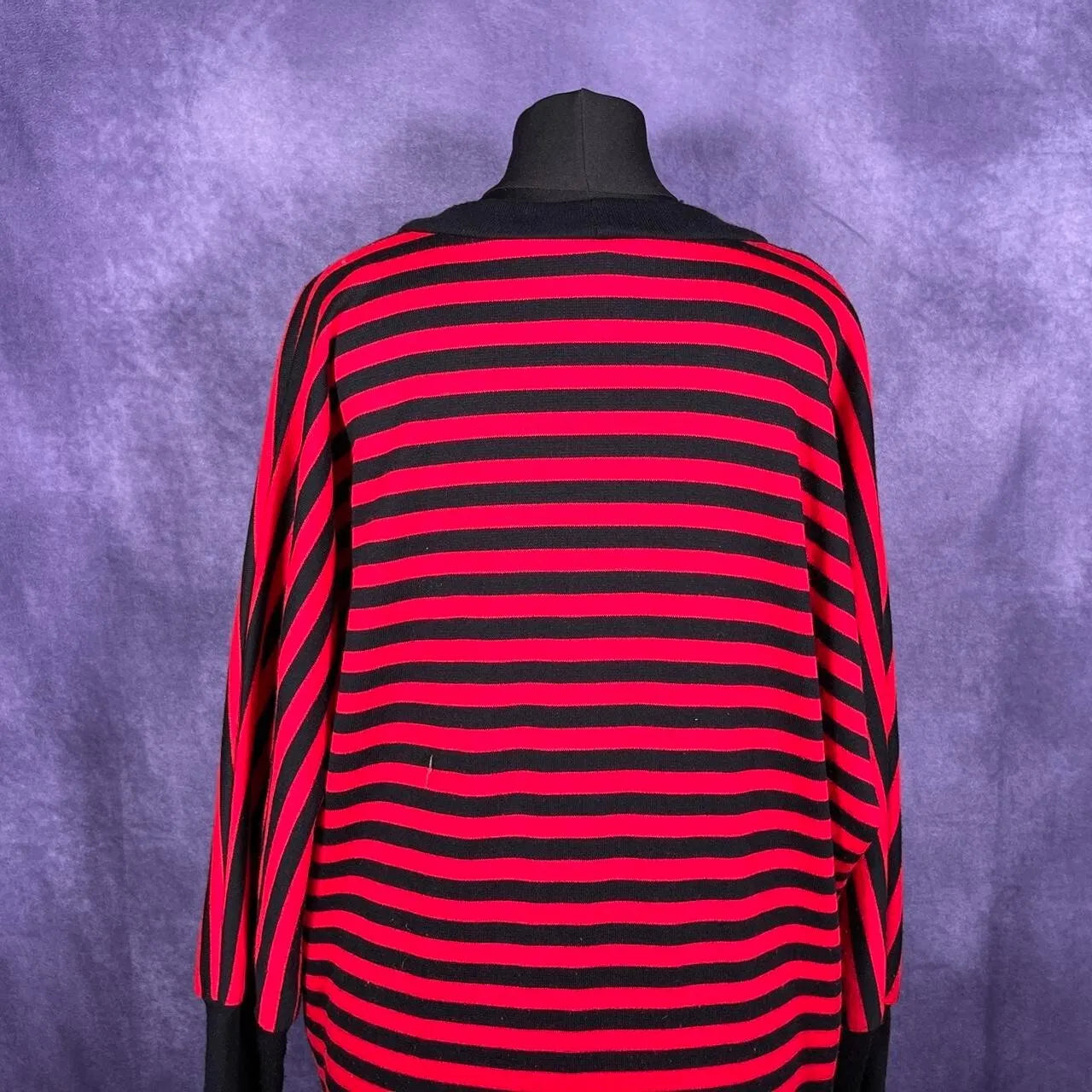 Vintage 80's Paquette Too 80s Red Black Stripe Sweater Dress Goth Emo Punk