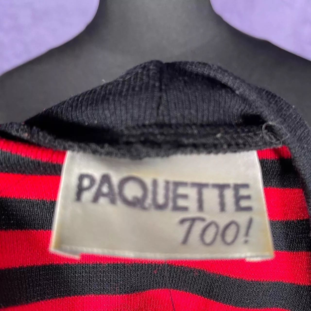 Vintage 80's Paquette Too 80s Red Black Stripe Sweater Dress Goth Emo Punk