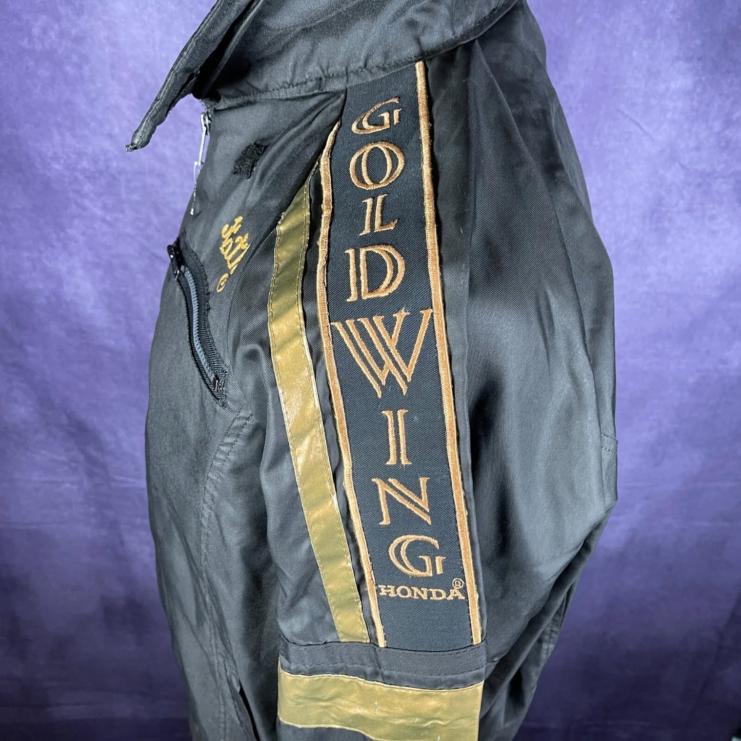 Vintage 80's Hondaline Goldwing Black and Gold Super Rare Large Jacket