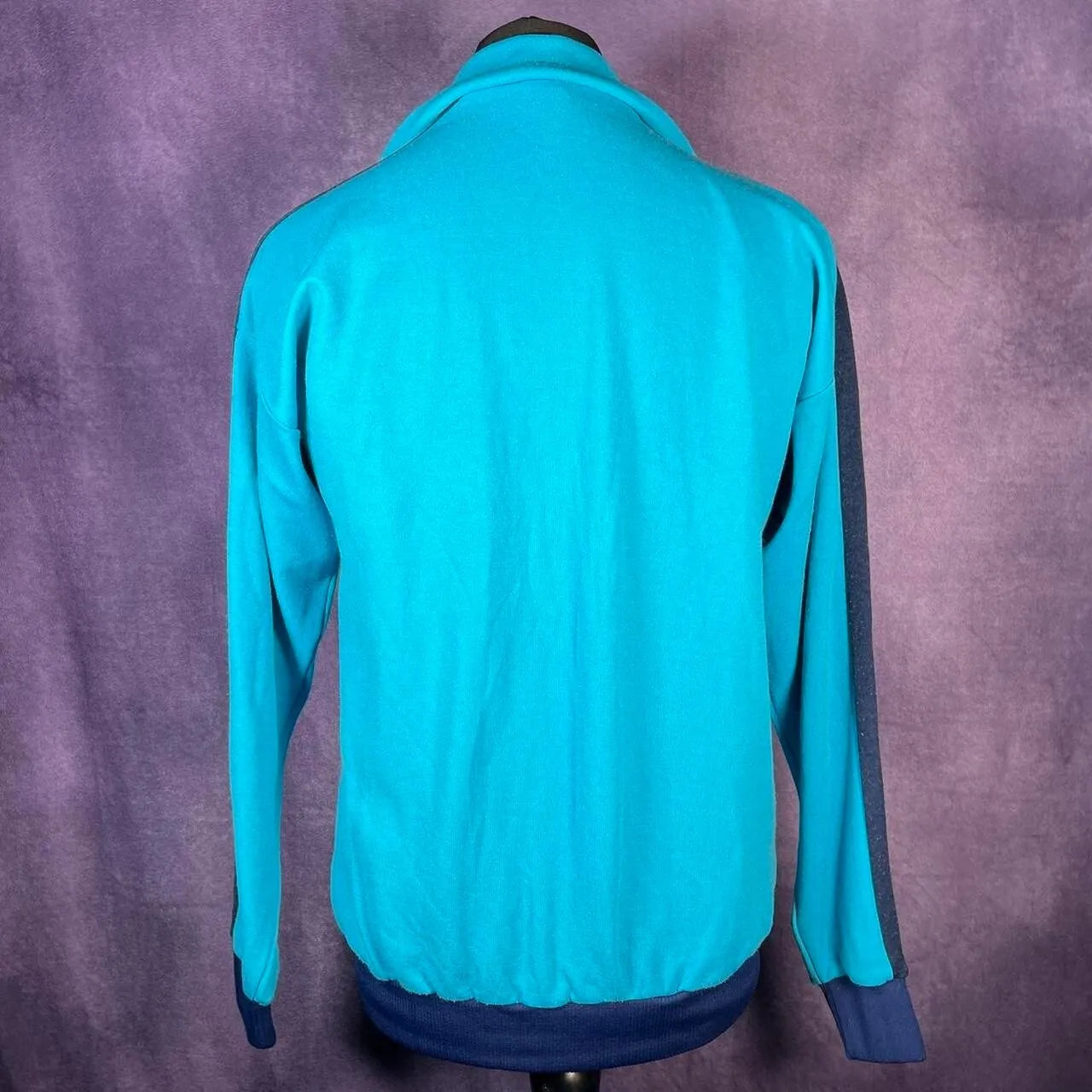 Vintage 1970s Blue Tracksuit Top Jacket Apart Apolda Stripe Size Large