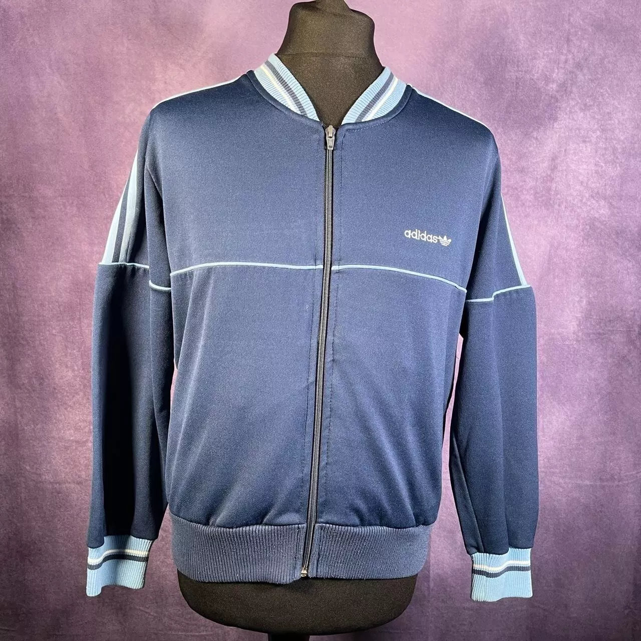 Vintage 70s/80s Navy Blue Full Adidas Track Suit Size Large