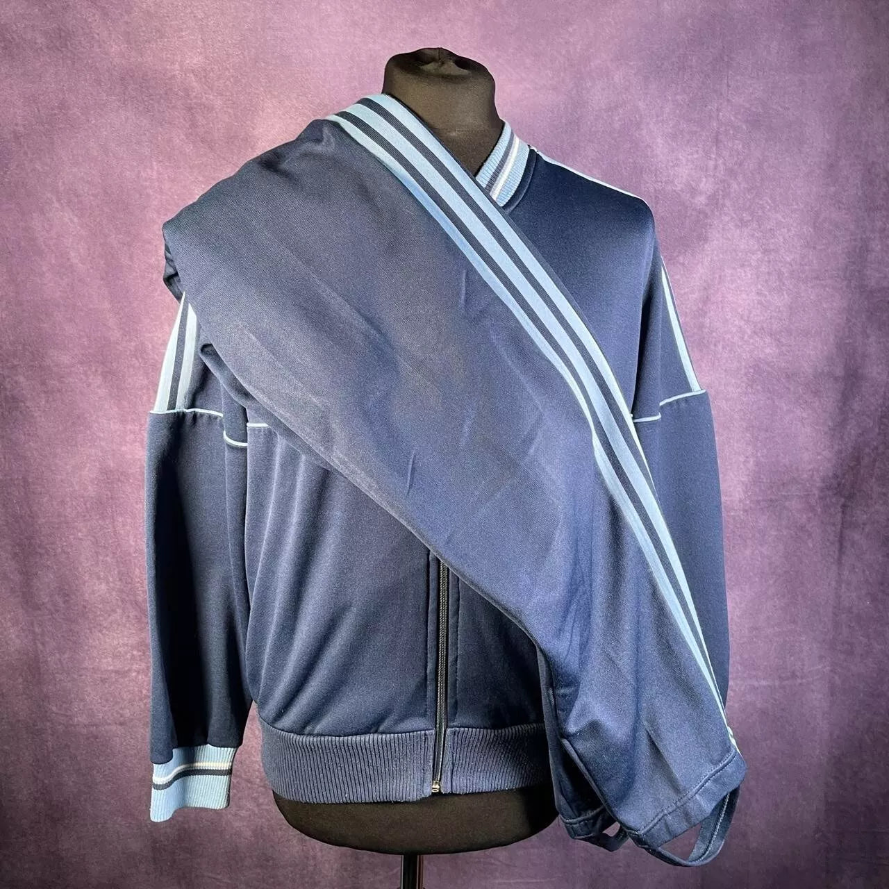 Vintage 70s/80s Navy Blue Full Adidas Track Suit Size Large