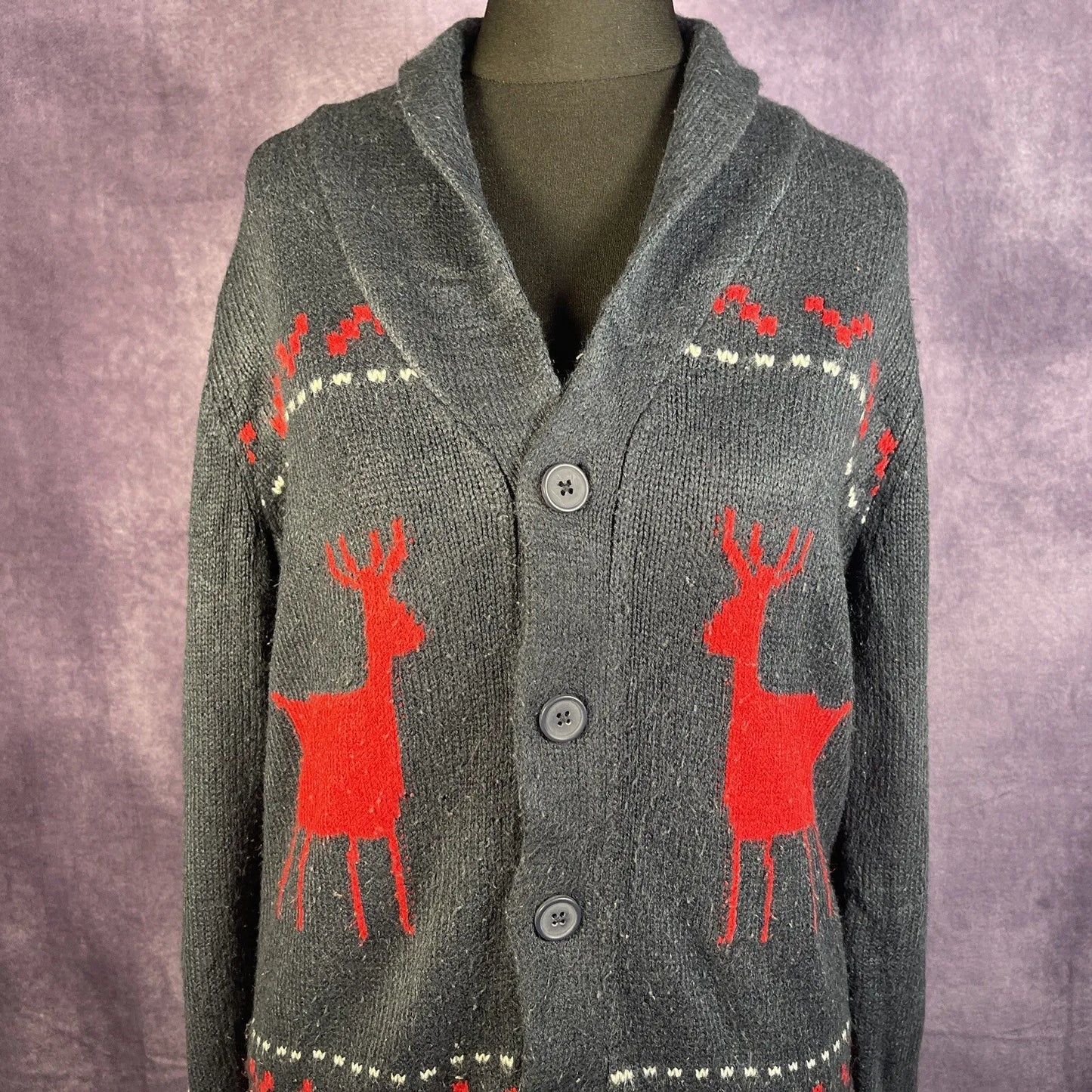 Vintage 70s Blue Sears Cardigan Reindeer Cardigan XS Small
