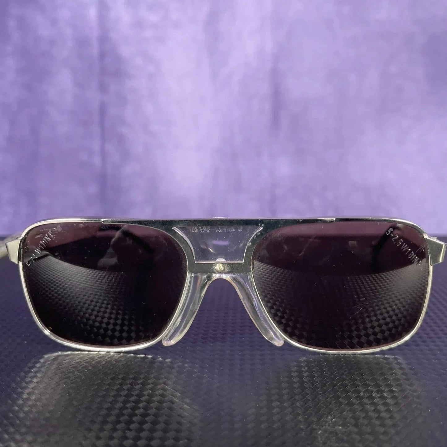 Vintage 1960s/70s Steel Safety Sunglasses Mod Rock Roll Retro Silver Brown Lense
