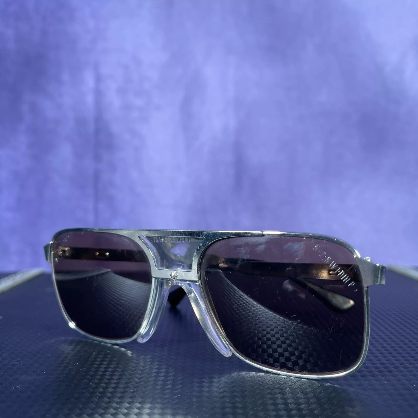 Vintage 1960s/70s Steel Safety Sunglasses Mod Rock Roll Retro Silver Brown Lense