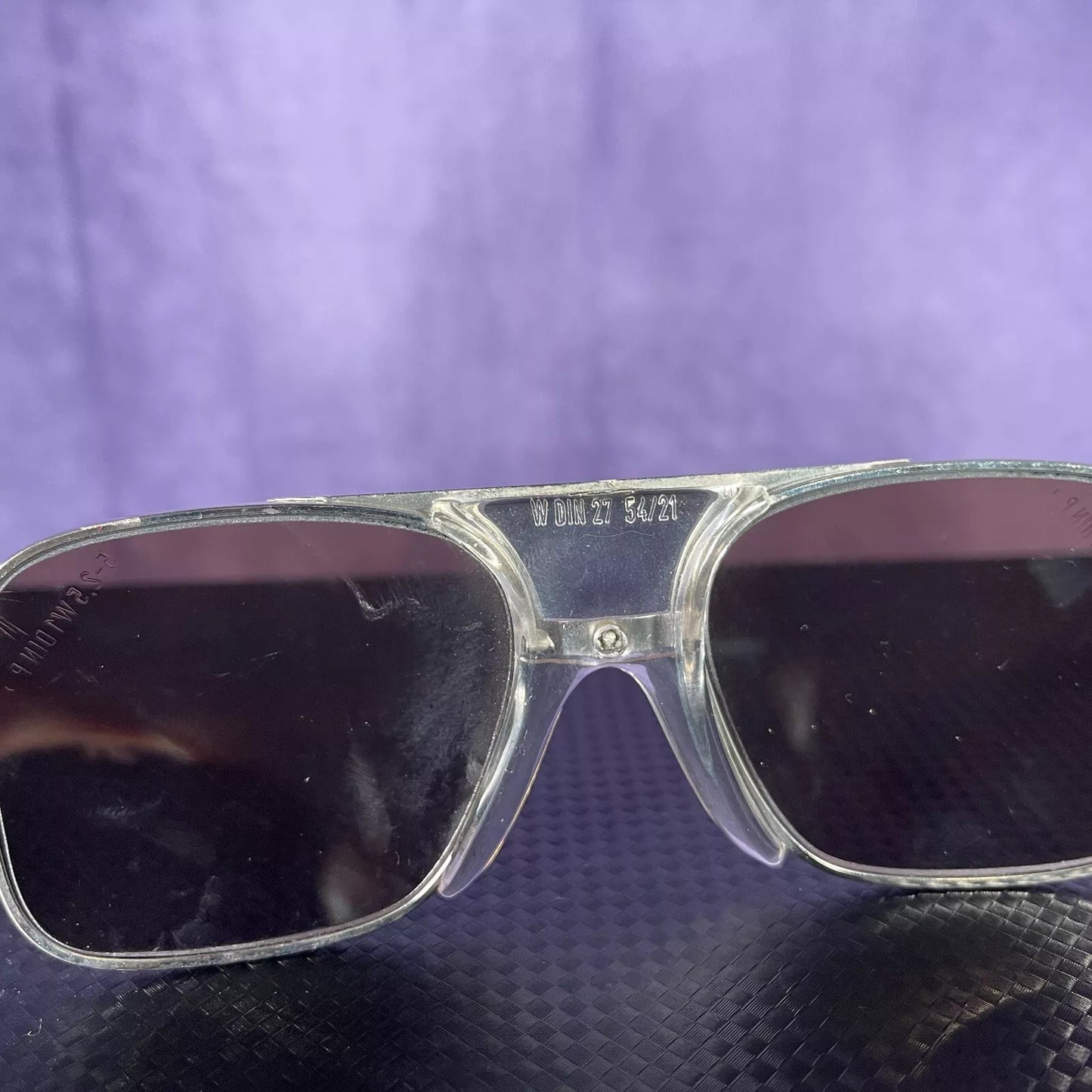 Vintage 1960s/70s Steel Safety Sunglasses Mod Rock Roll Retro Silver Brown Lense