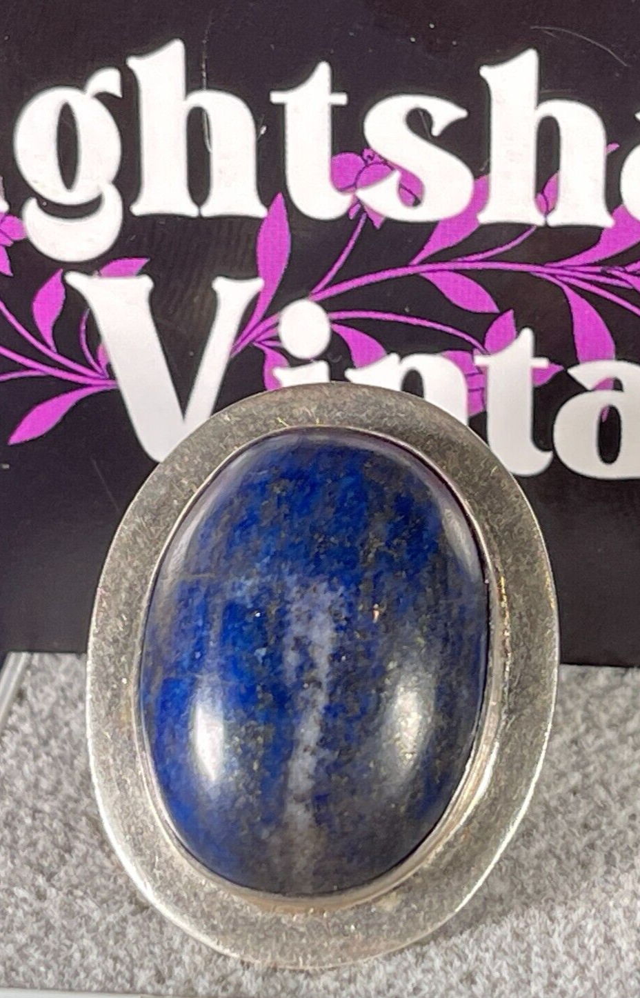 Vintage Large Lapis Sterling Silver Ring 925 Precious Stone