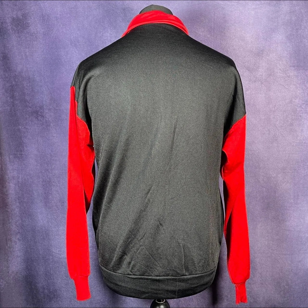 Vintage 1980s Delta Black Red Tracksuit Top Jacket Size Large