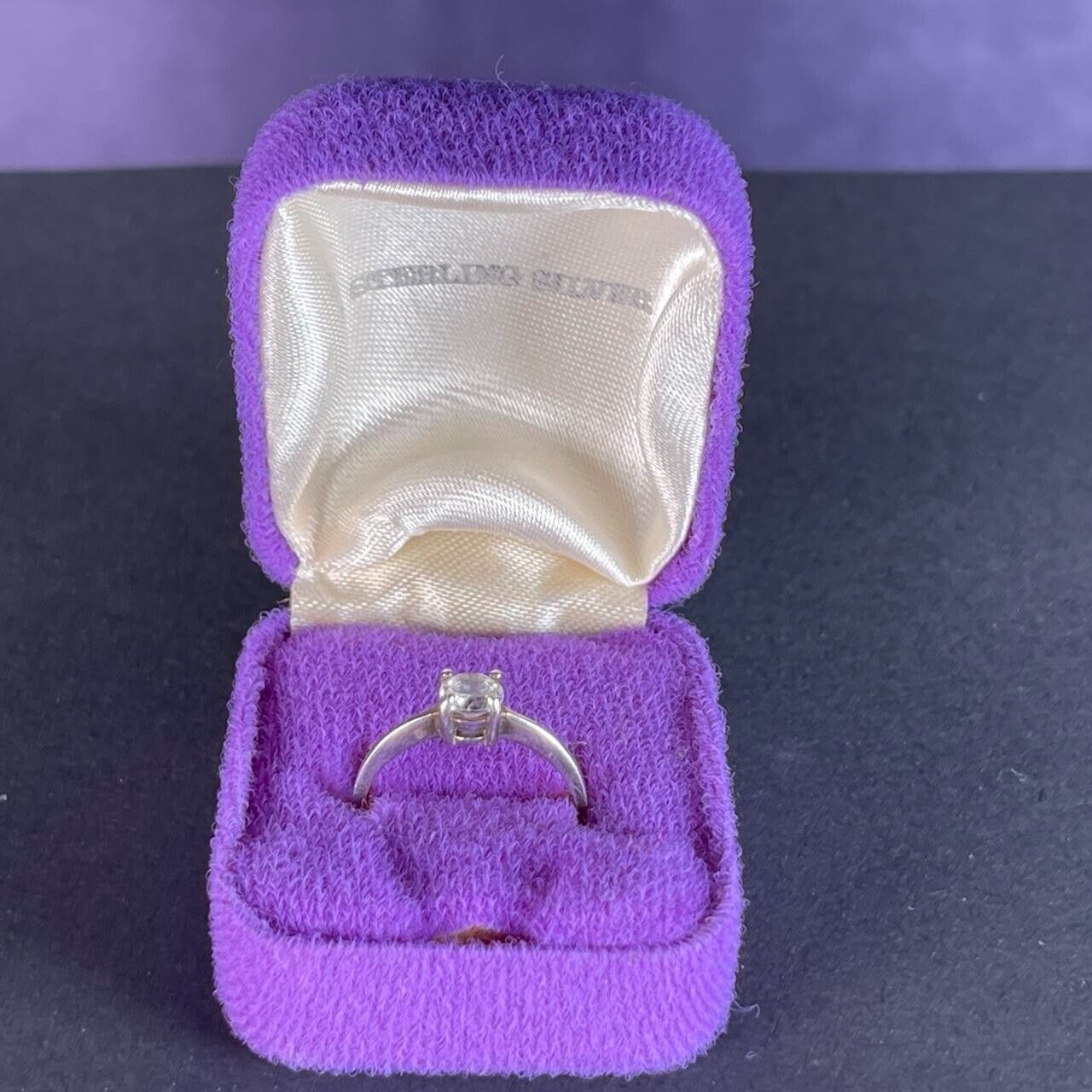 Vintage Sterling Silver 925 Band Zirconia Stone Ring