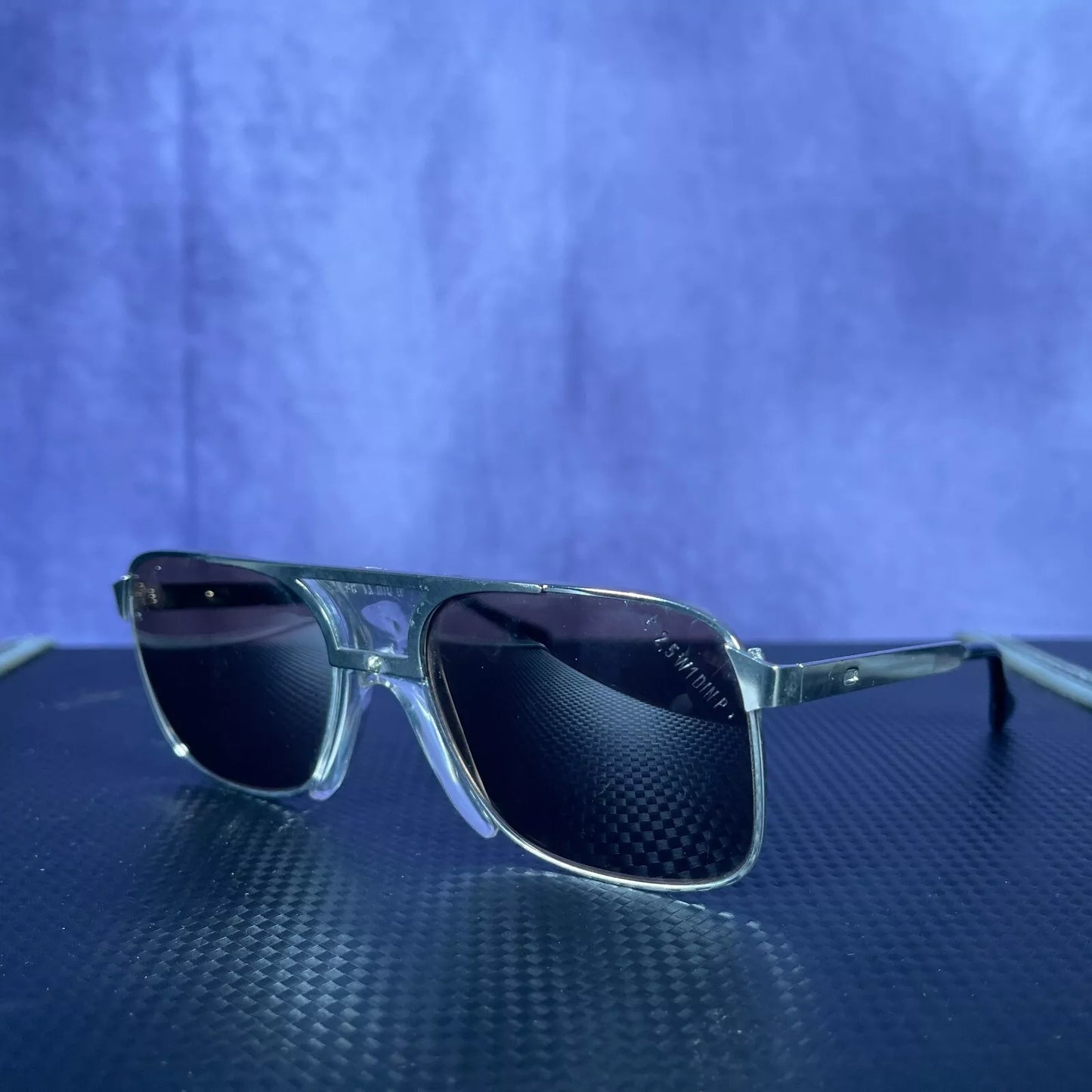 Vintage 1960s/70s Steel Safety Sunglasses Mod Rock Roll Retro Silver Brown Lense