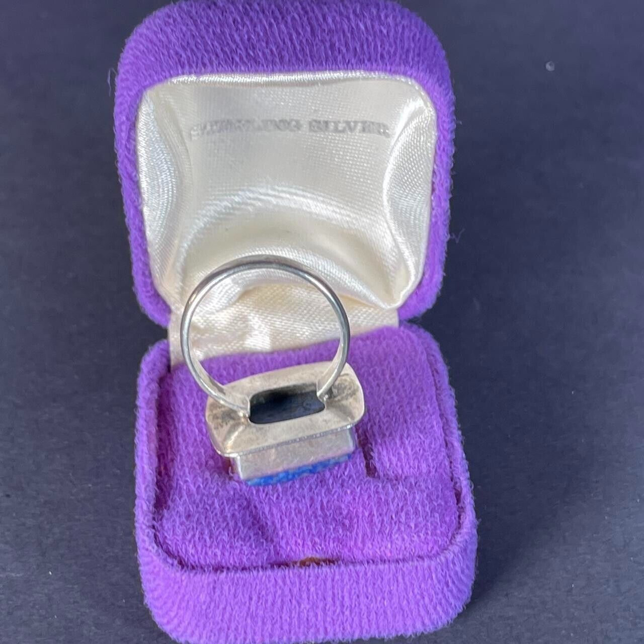 Vintage Square Lapis Silver RIng Size P 1/2 / 7 3/4
