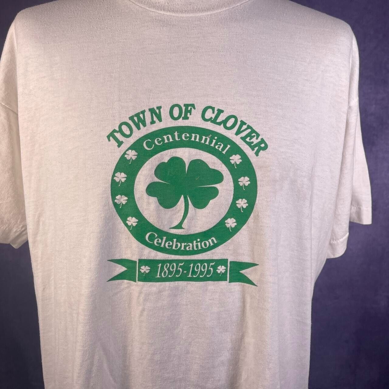 Vintage Single Stitch White Town of Clover Centennial T-Shirt