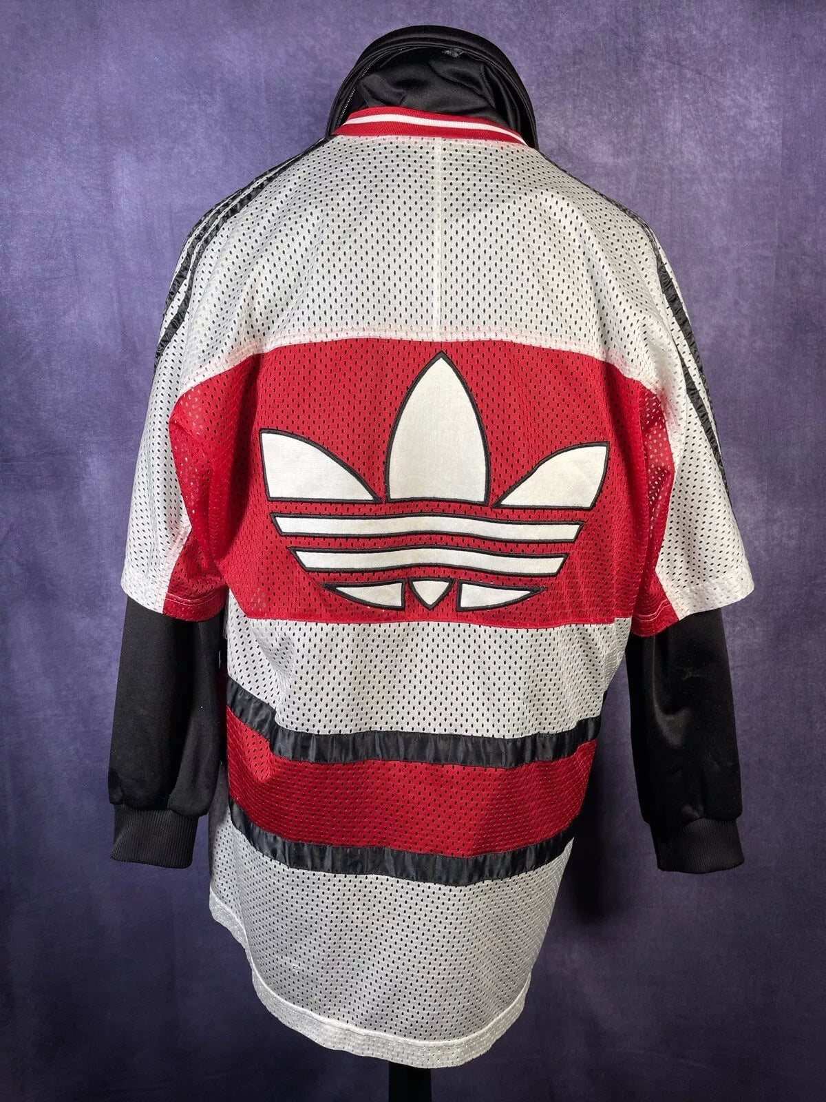 Vintage 1990s Shell/Tracksuit Jacket Hip Hop White Red Black Size 40/42