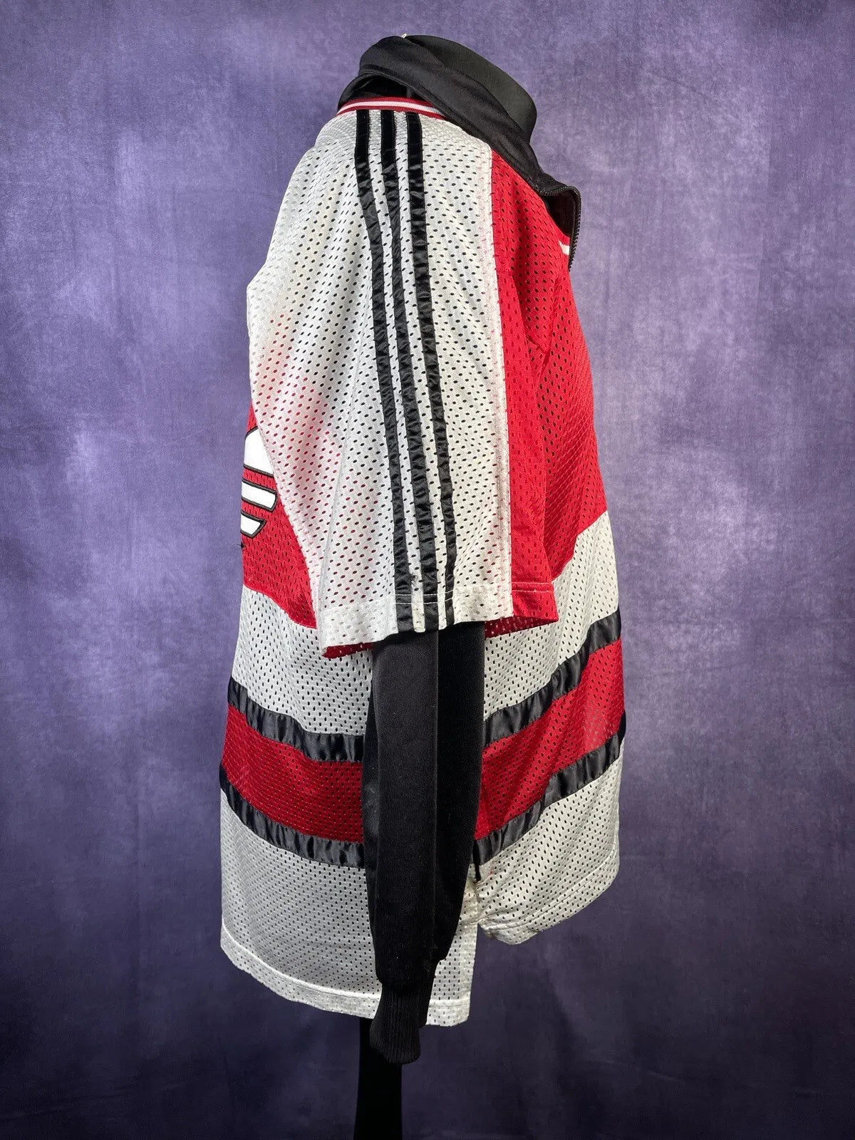 Vintage 1990s Shell/Tracksuit Jacket Hip Hop White Red Black Size 40/42