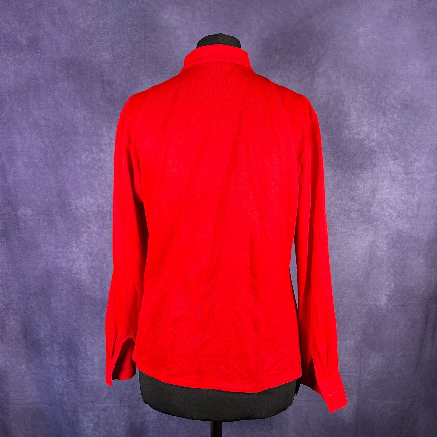 Vintage 1970s Dagger Collar Half Button Shirt Ladies Large