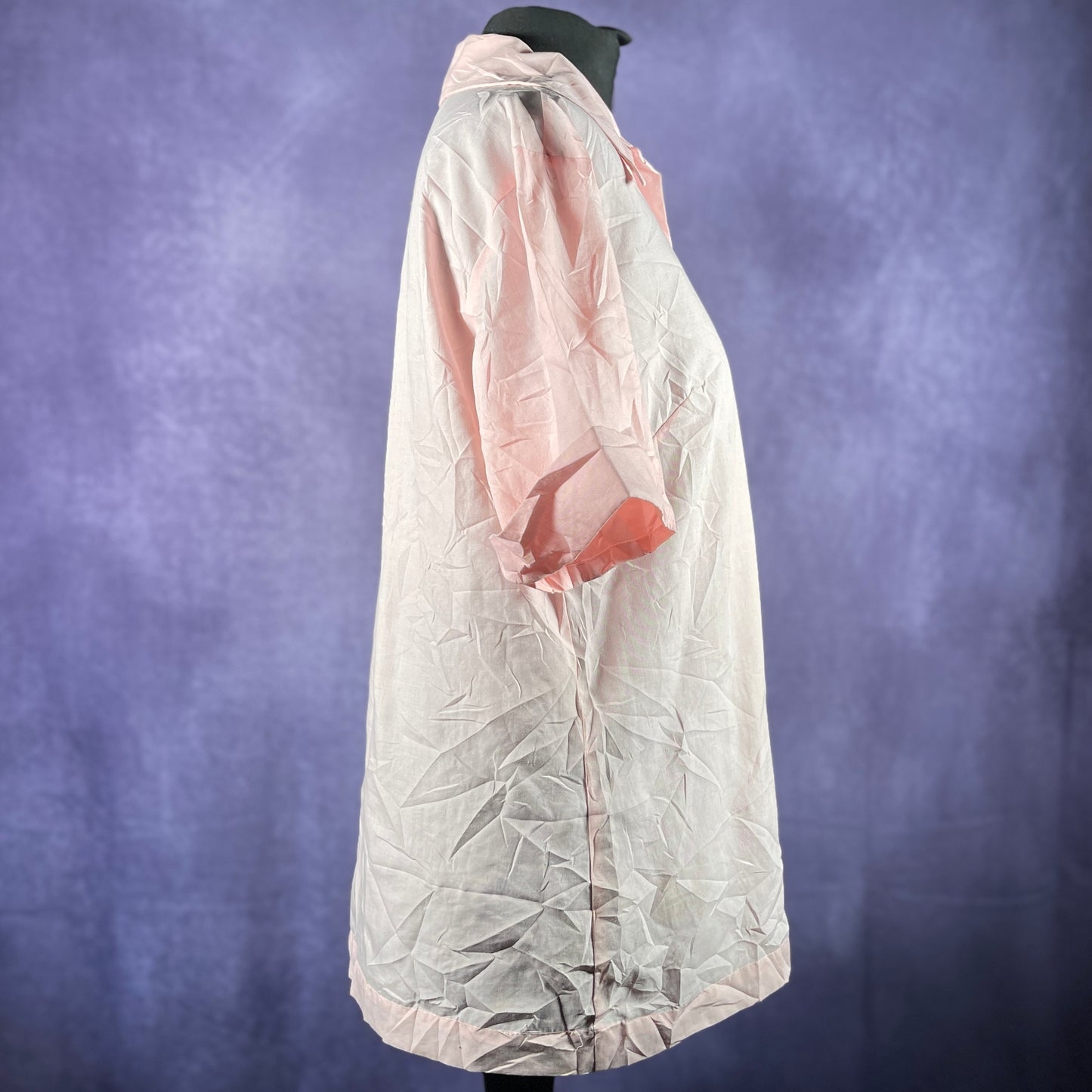 Vintage Miss K Pink Dagger Collar Women's Shirt Pink Short Sleeve
