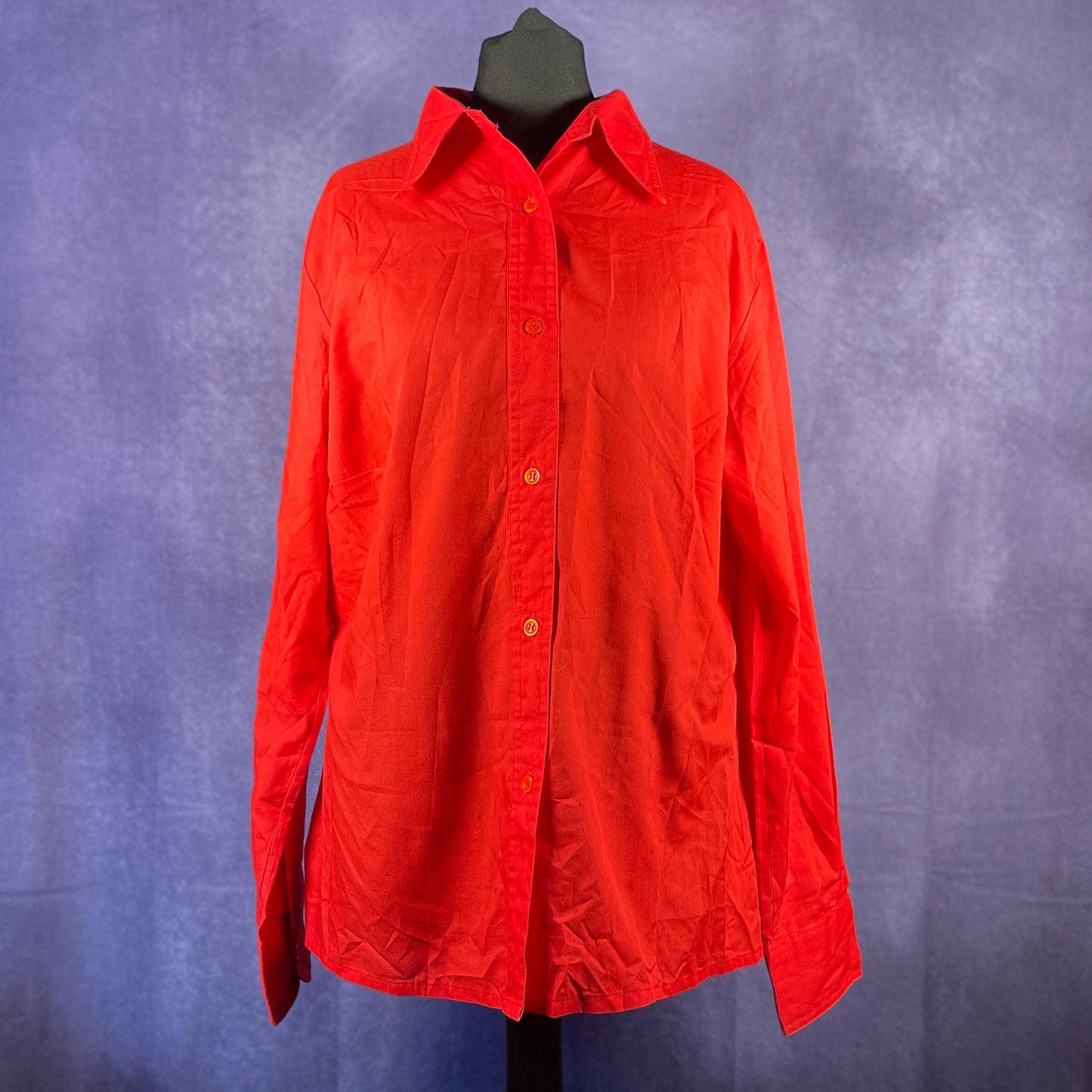 Vintage 1970s Womens Ladies Red Dagger Collar Shirt The tag size says 48