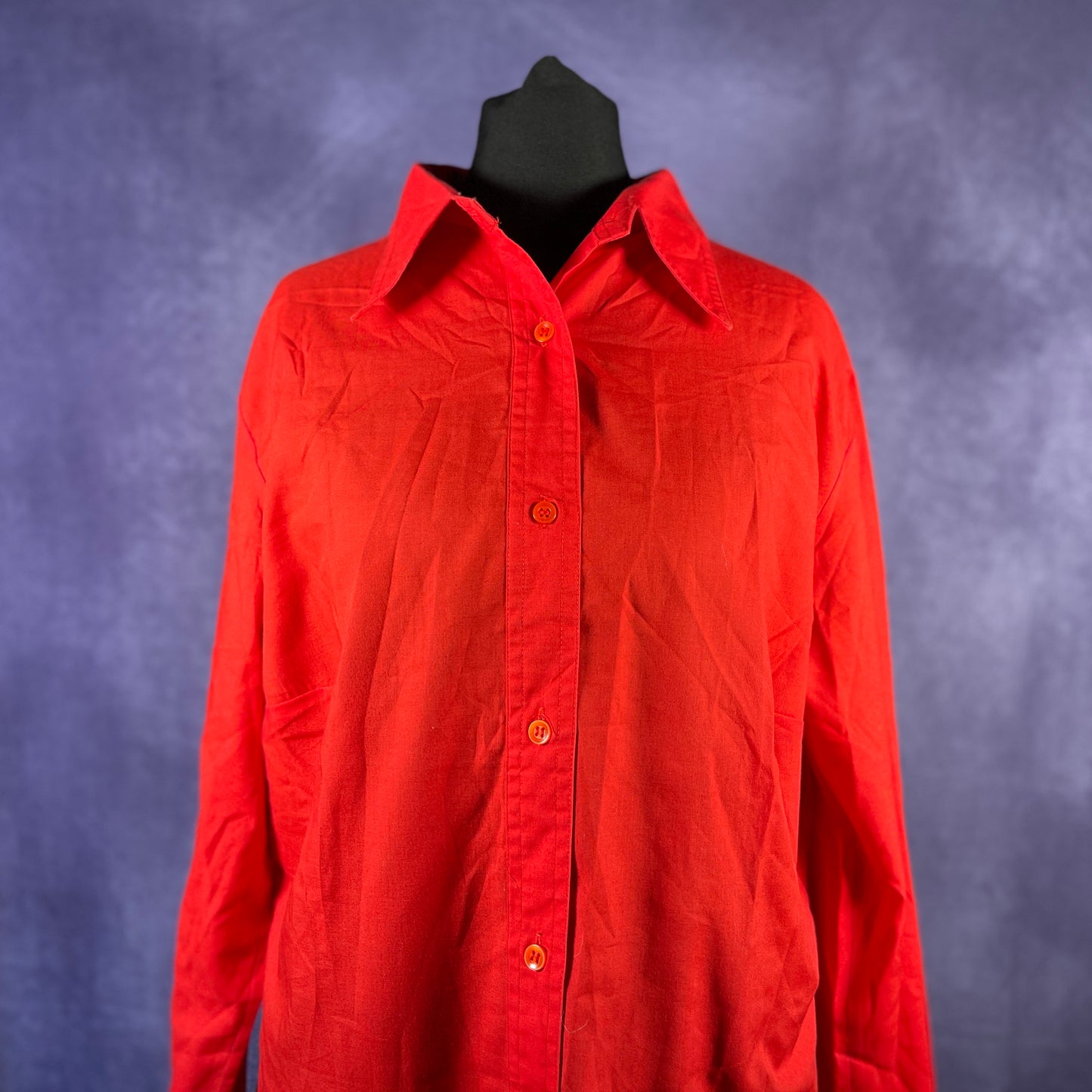Vintage 1970s Womens Ladies Red Dagger Collar Shirt The tag size says 48