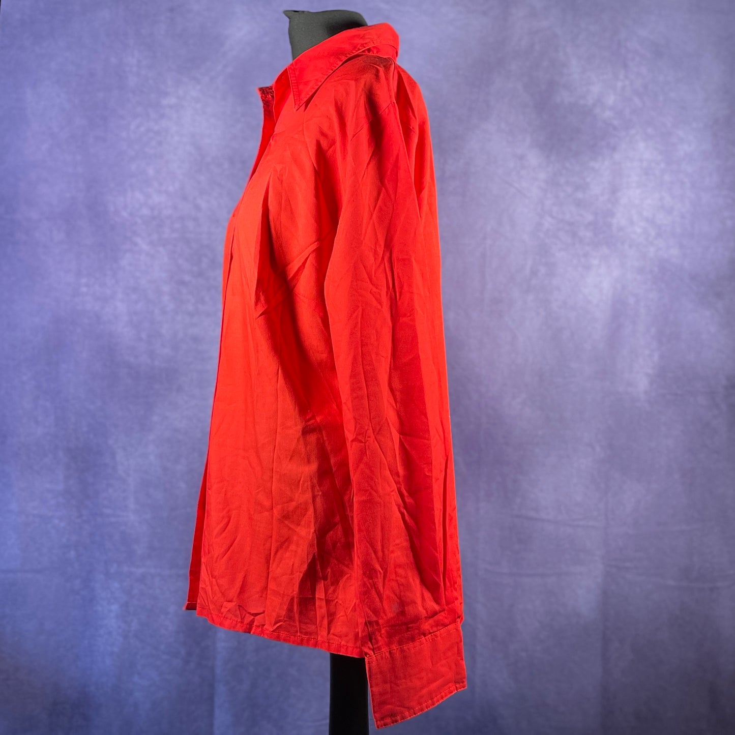 Vintage 1970s Womens Ladies Red Dagger Collar Shirt The tag size says 48