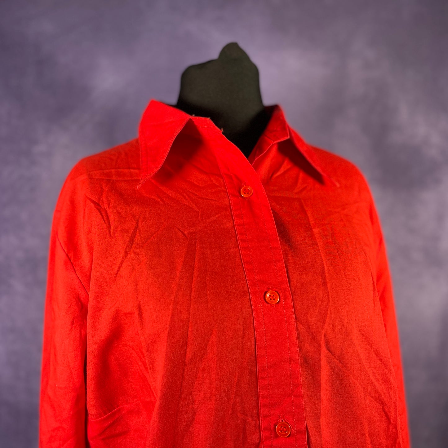 Vintage 1970s Womens Ladies Red Dagger Collar Shirt The tag size says 48